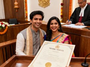 indian couple court marriage ceremony